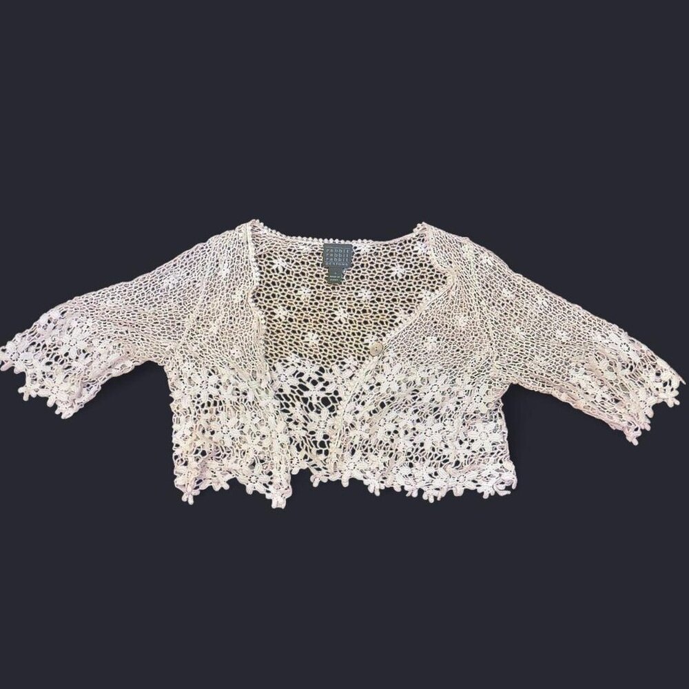 White crochet bolero cardigan cropped